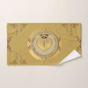 1st/50th Wedding Anniversary Golden Bath Towel Set