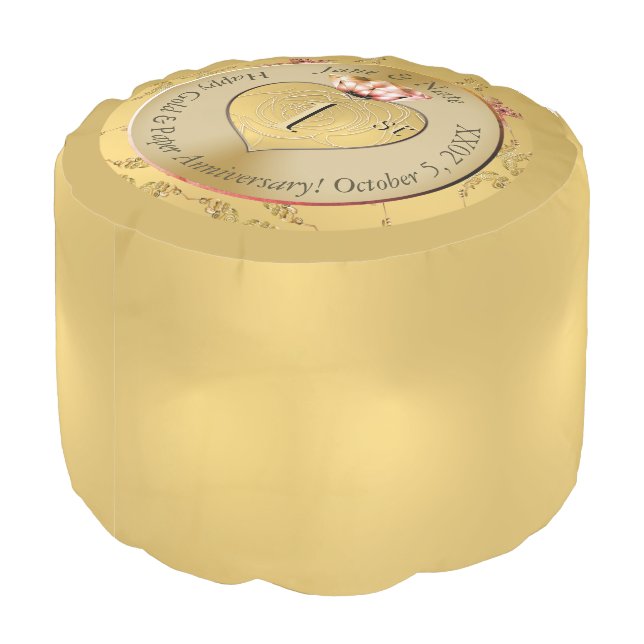 1st/50th Wedding Anniversary Golden Ochre Pouf (Angled Back)