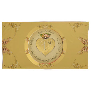 1st/50th Wedding Anniversary Golden Pillow Case