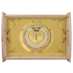 1st/50th Wedding Anniversary Golden Serving Tray