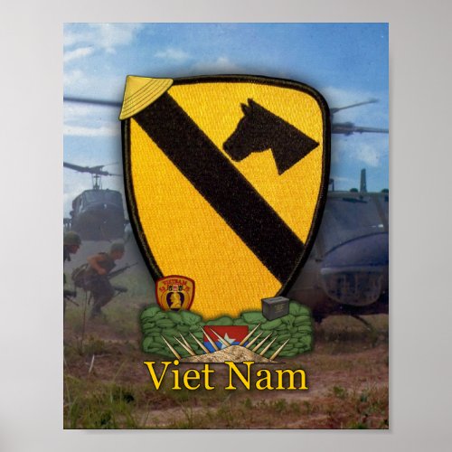 1st 7th Cavalry Air Cav Vietnam Nam War Patch Poster