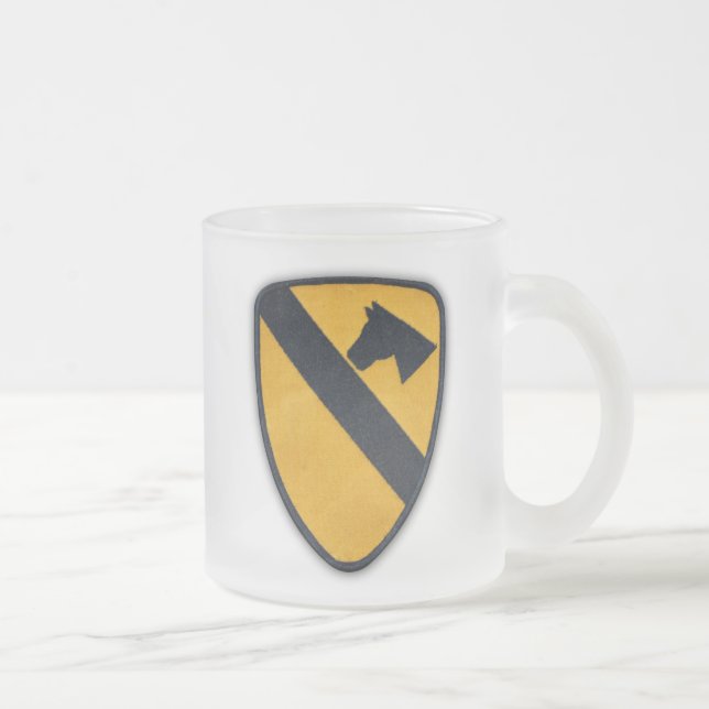1st 7th cavalry division air cav veterans vets frosted glass coffee mug (Right)