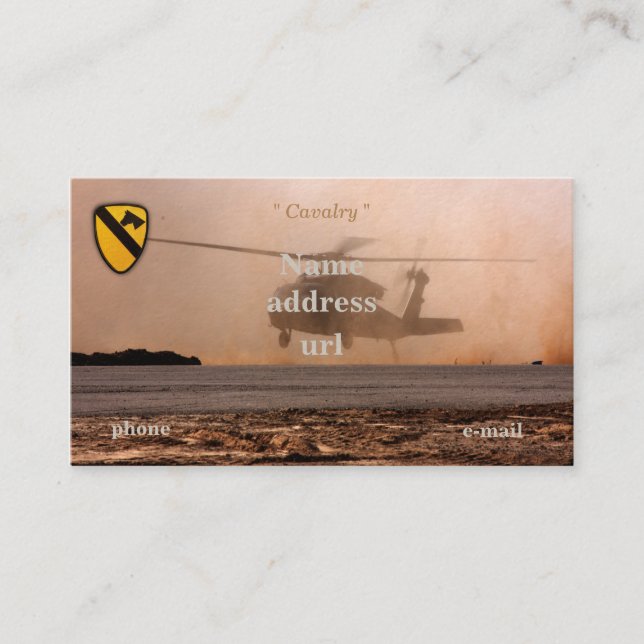 1st 7th Cavalry Division Air Cav vets patch Business Card (Front)