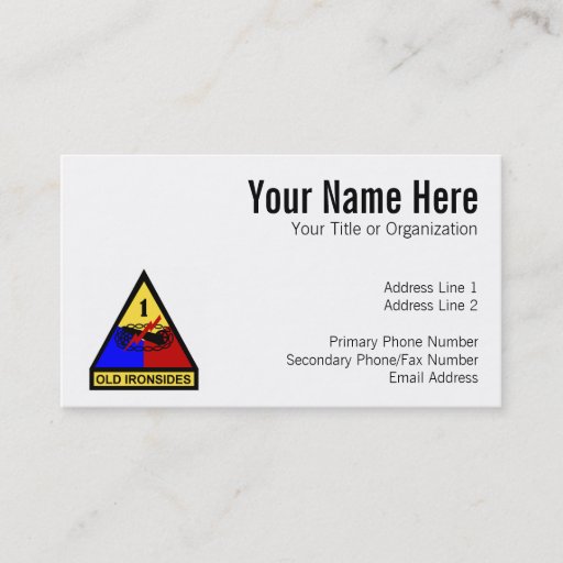 Customizable 1st AD Old Ironsides Patch Business Card