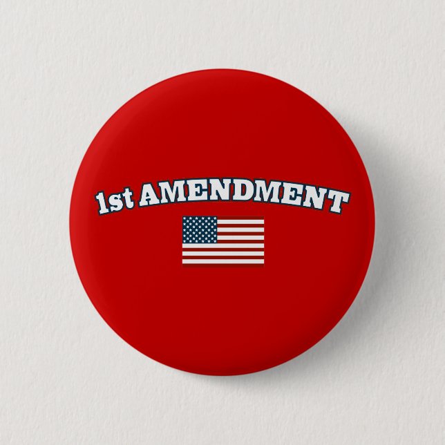 1st Amendment American Flag Pinback Button (Front)