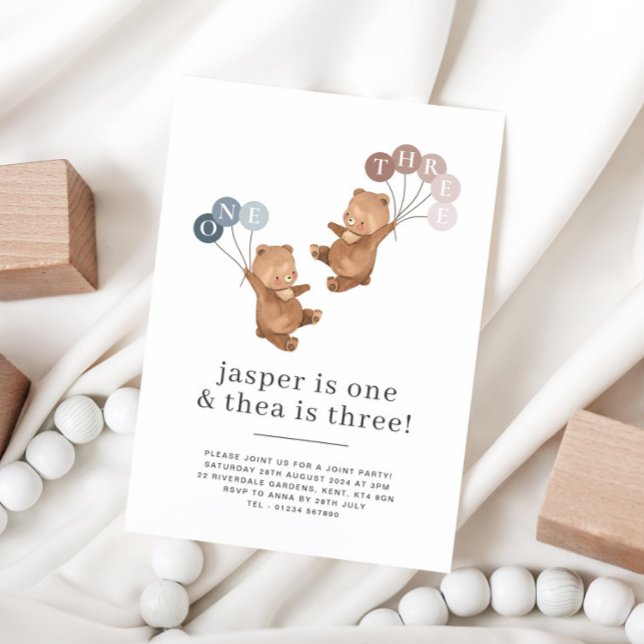 1st and 3rd Bear Birthday Invitation (Creator Uploaded)