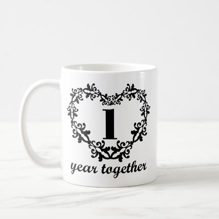 1st Anniversary 1 Years Together Heart Gift Mug