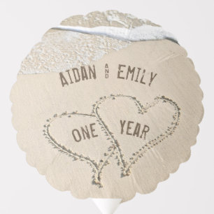 1st Anniversary Beach Hearts Balloon