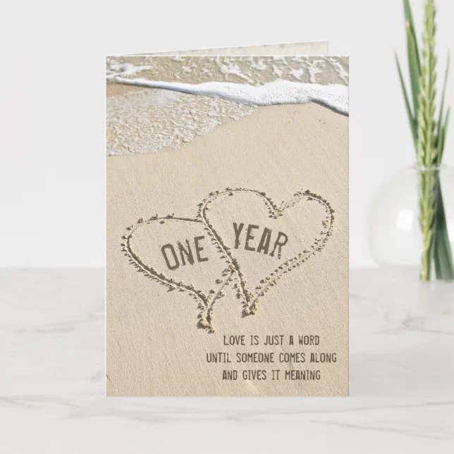 1st Anniversary Beach Hearts Card | Zazzle