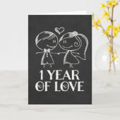 1st Anniversary Chalk board couple Card (Yellow Flower)