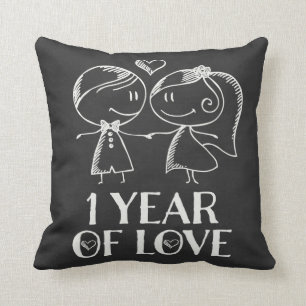1st Anniversary Chalk Couple Gift Throw Pillow
