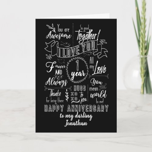 1st Anniversary Chalkboard Card