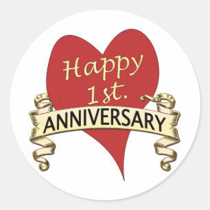 1st. Anniversary Classic Round Sticker