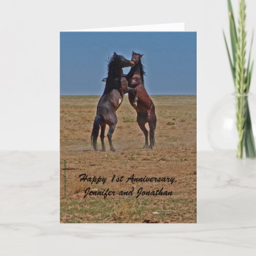 1st Anniversary Dancing Horses Click Up Your Heels Card