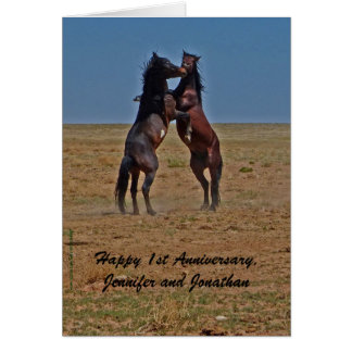 1st Anniversary Dancing Horses Click Up Your Heels Card