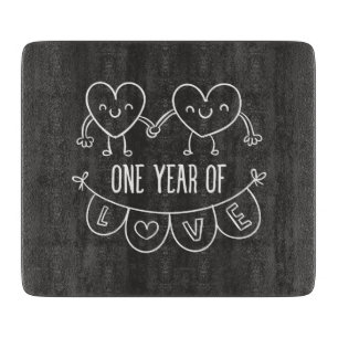1st Anniversary Decorative Glass Cutting Board
