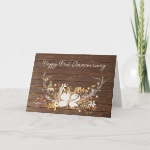 1st Anniversary Deer Antler Bouquet   Card