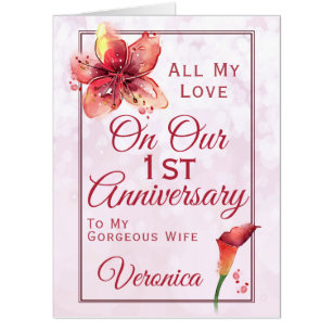 1st Anniversary Floral Lily Big Card