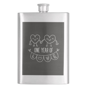 1st Anniversary Gift Chalk Hearts Classic Flask