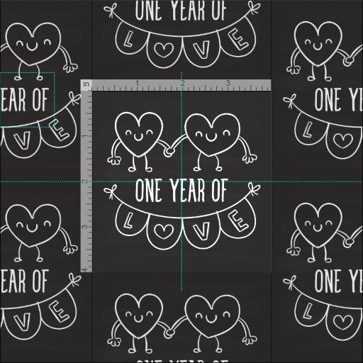 1st Anniversary Gift Chalk Hearts Fabric