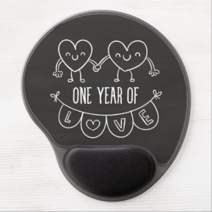 1st Anniversary Gift Chalk Hearts Gel Mousepad