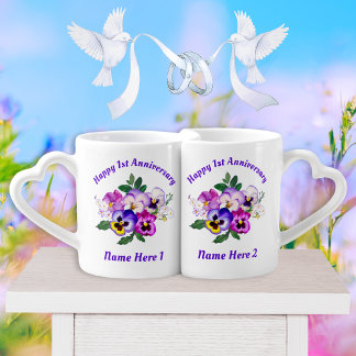 1st Anniversary Gift for Daughter and Son in Law,  Coffee Mug Set