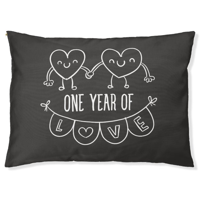 1st Anniversary Gift for Her Chalk Dog Bed (Front)