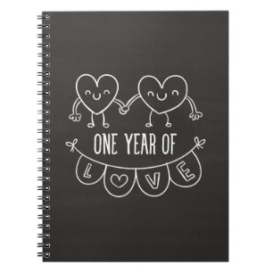 1st Anniversary Gift for Her Chalk Heart Notebook