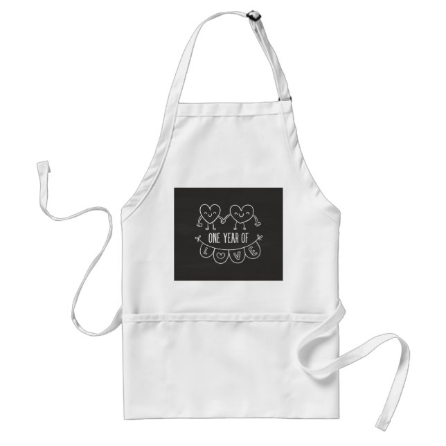 1st Anniversary Gift for Her Chalk Hearts Apron (Front)
