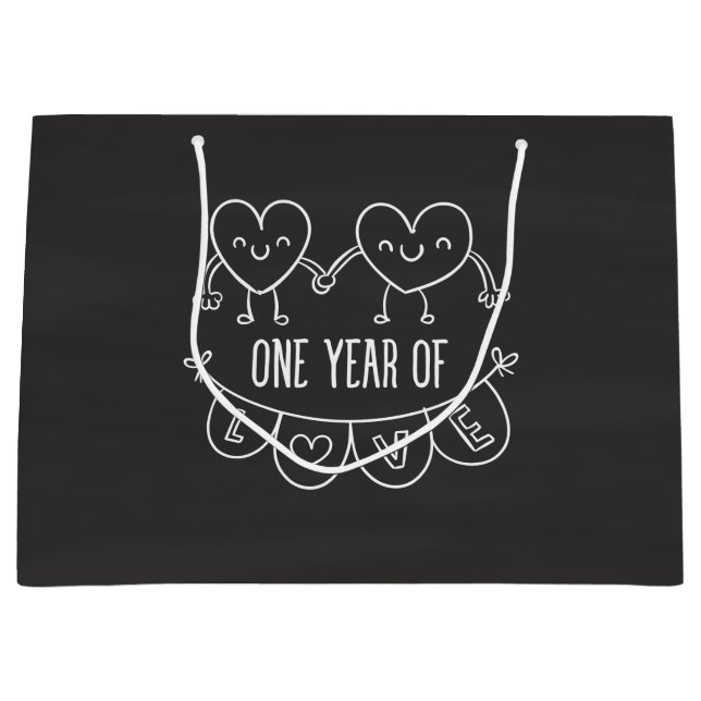 1st Anniversary Gift for Her Chalk Hearts Gift Bag (Front)