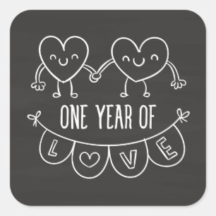 1st Anniversary Gift for Her Chalk Hearts Sticker
