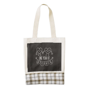 1st Anniversary Gift for Her Chalk Hearts Tote