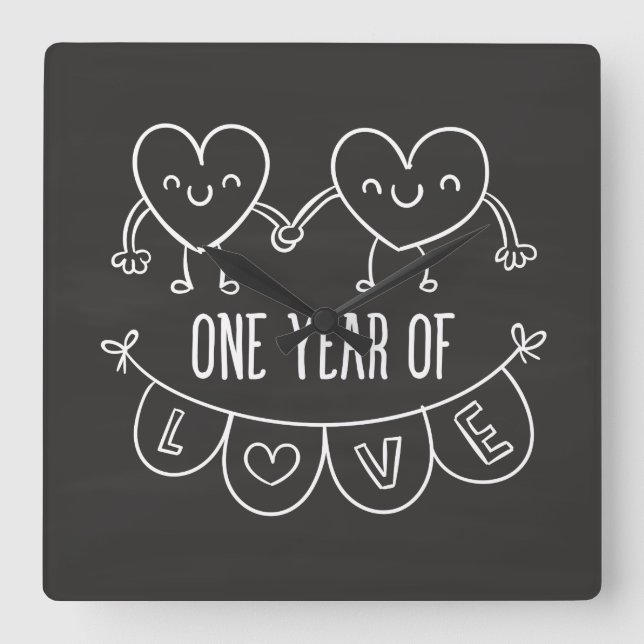 1st Anniversary Gift for Her Chalk HeartWall Clock (Front)