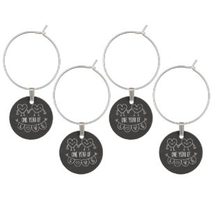 1st Anniversary Gift for Her Chalk Wine Charms