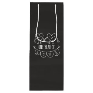 1st Anniversary Gift for Her Chalk Wine Gift Bag