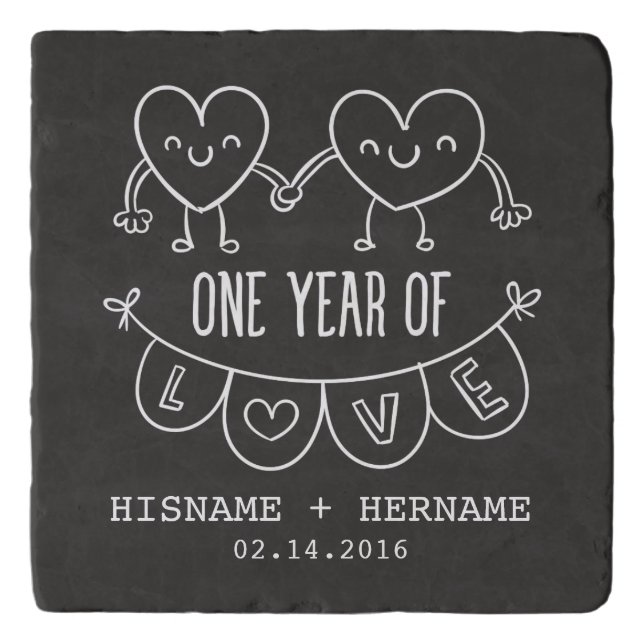1st Anniversary Gift Marble Stone Trivet (Front)