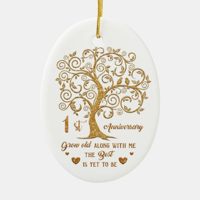 1st Anniversary Gifts Ornament | Unique gift (Front)