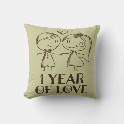 1st Anniversary Love Couple Gift Throw Pillow