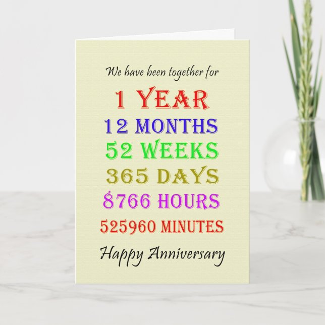 1st Anniversary Milestones Card (Front)