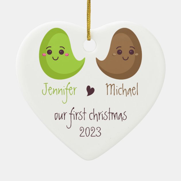 1ST anniversary Our first Christmas Bean Funny Ceramic Ornament