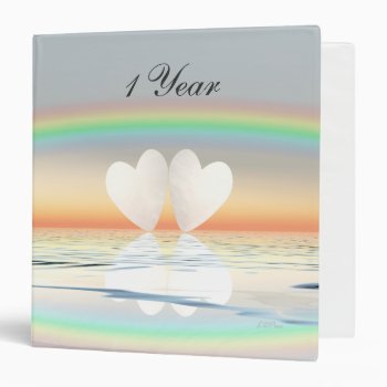 1st Anniversary Paper Hearts 3 Ring Binder by Peerdrops at Zazzle