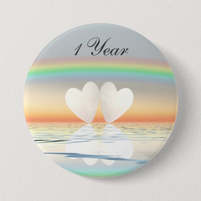 1st Anniversary Paper Hearts Button (Front)
