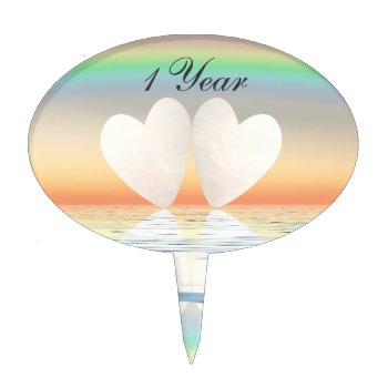 1st Anniversary Paper Hearts Cake Topper by Peerdrops at Zazzle