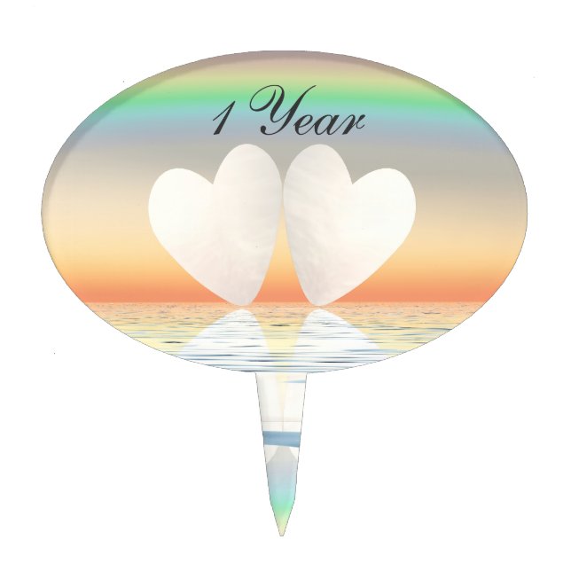 1st Anniversary Paper Hearts Cake Topper (Front)