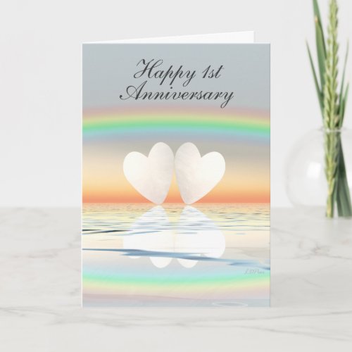 1st Anniversary Paper Hearts Card