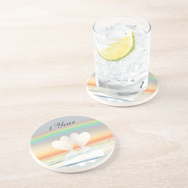 1st Anniversary Paper Hearts Drink Coaster (Side)
