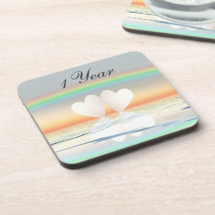 1st Anniversary Paper Hearts Drink Coaster
