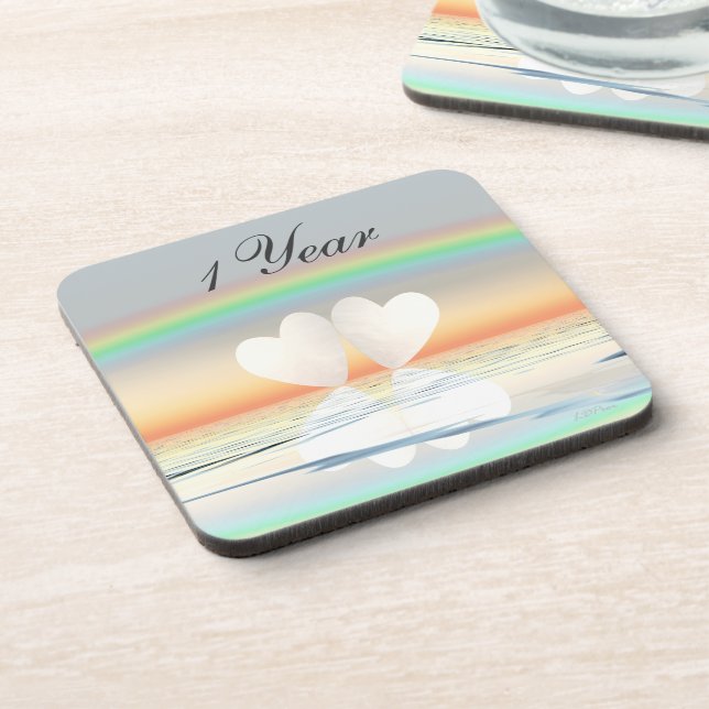 1st Anniversary Paper Hearts Drink Coaster (Left Side)