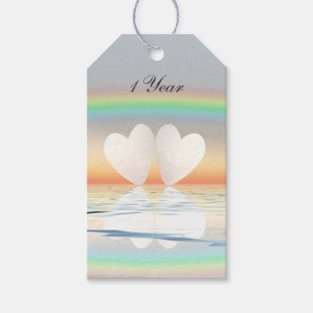 1st Anniversary Paper Hearts Gift Tags by Peerdrops at Zazzle