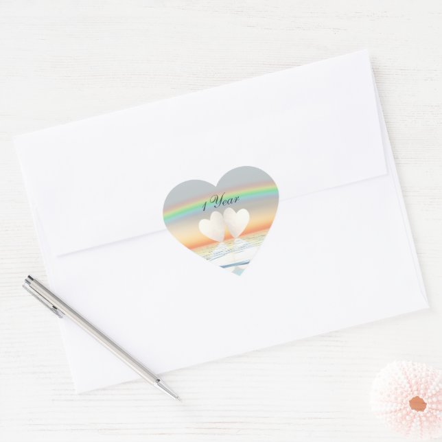 1st Anniversary Paper Hearts Heart Sticker (Envelope)